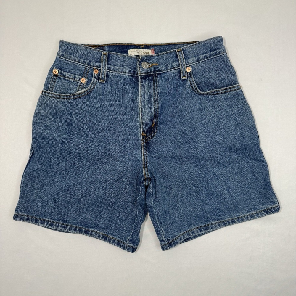 Levis 550 Relaxed Fit Womens Shorts Size 6 Denim 6" Midi Short Y2K